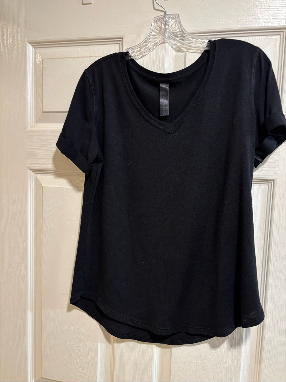 Black V-Neck Yogalicious Short Sleeve Women's Top